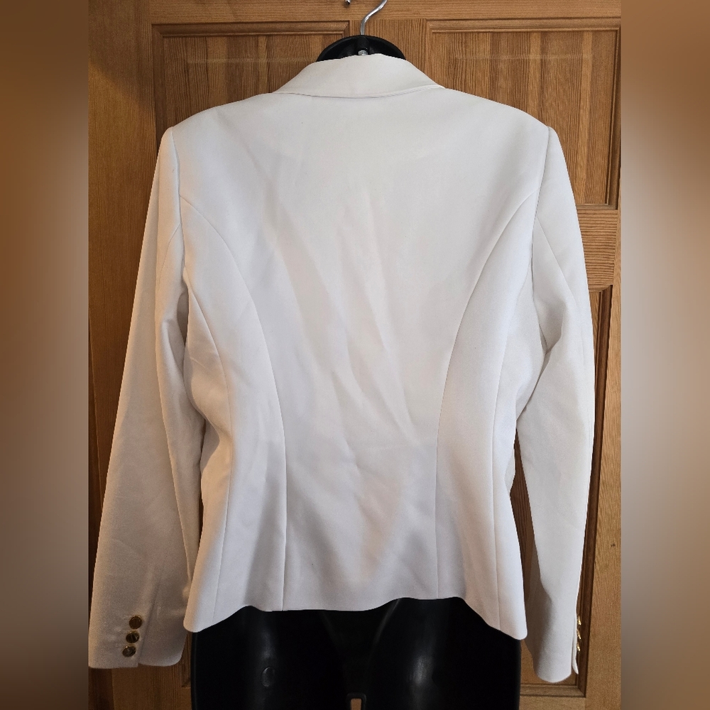 Calvin Klein White Blazer with Gold Details Office Business Workwear Size 14P - Picture 3 of 10